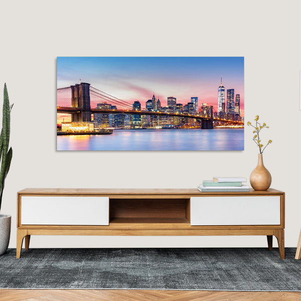 Quadro Stampa su Tela con Telaio in Legno paesaggio new york
