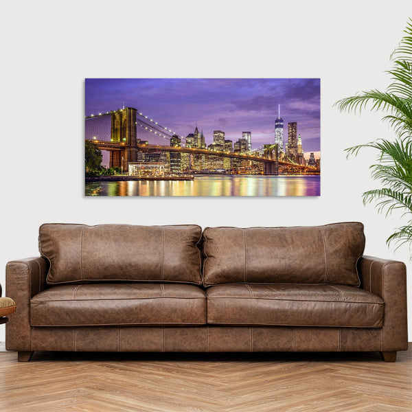 Quadro Stampa su Tela con Telaio in Legno paesaggio new york