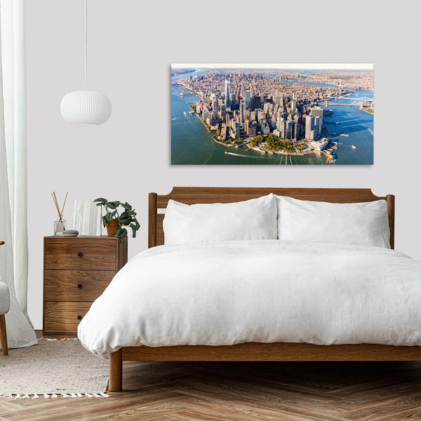 Quadro Stampa su Tela con Telaio in Legno paesaggio new york