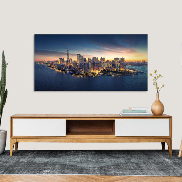Quadro Stampa su Tela con Telaio in Legno paesaggio new york