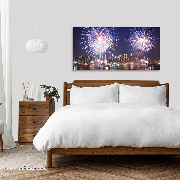 Quadro Stampa su Tela con Telaio in Legno paesaggio new york