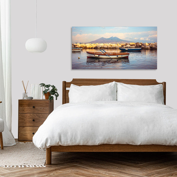 Quadro Stampa su Tela con Telaio in Legno paesaggio napoli