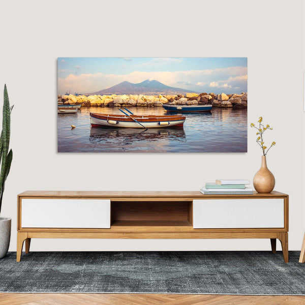 Quadro Stampa su Tela con Telaio in Legno paesaggio napoli