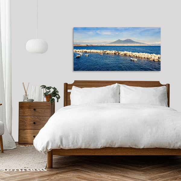 Quadro Stampa su Tela con Telaio in Legno paesaggio napoli