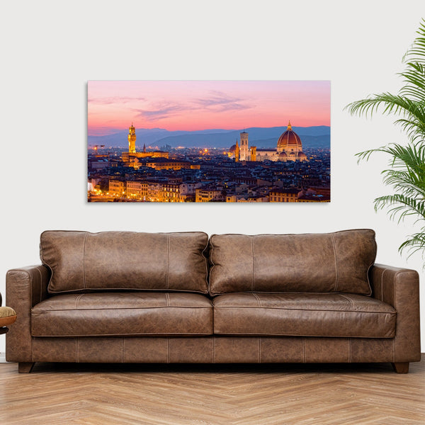 Quadro Stampa su Tela con Telaio in Legno paesaggio firenze