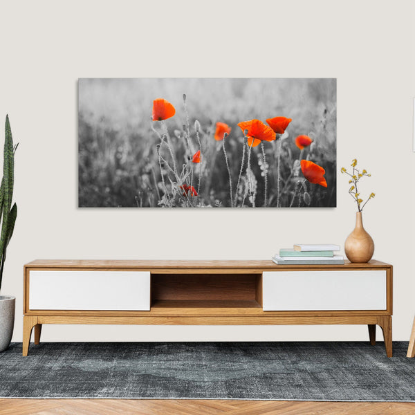 Quadro Stampa su Tela con Telaio in Legno paesaggio fiori