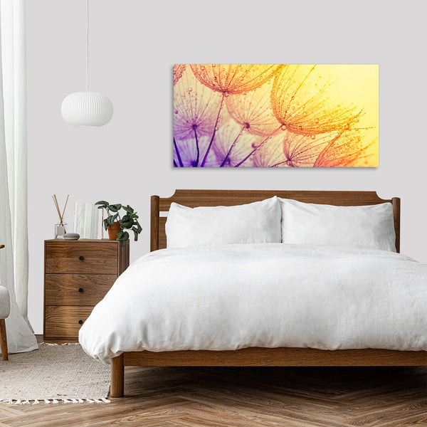 Quadro Stampa su Tela con Telaio in Legno paesaggio fiori