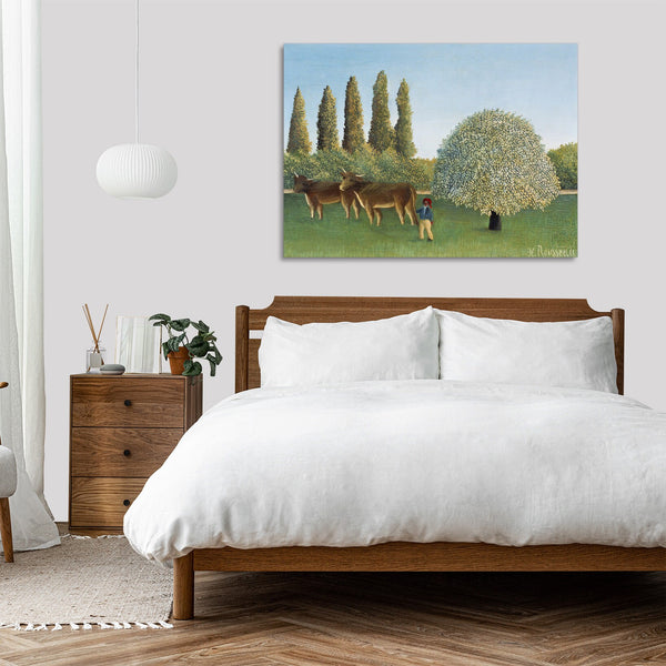 Quadro Stampa su Tela con Telaio in Legno Henri Rousseau - Meadowland