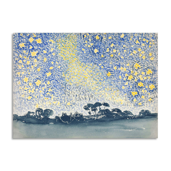 Quadro Stampa su Tela con Telaio in Legno Henri-Edmond Cross - Landscape with Stars