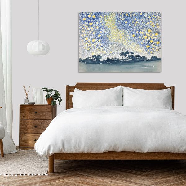 Quadro Stampa su Tela con Telaio in Legno Henri-Edmond Cross - Landscape with Stars