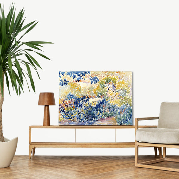 Quadro Stampa su Tela con Telaio in Legno Henri-Edmond Cross - The Artist’s Garden at Saint-Clair