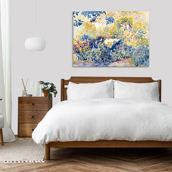 Quadro Stampa su Tela con Telaio in Legno Henri-Edmond Cross - The Artist’s Garden at Saint-Clair