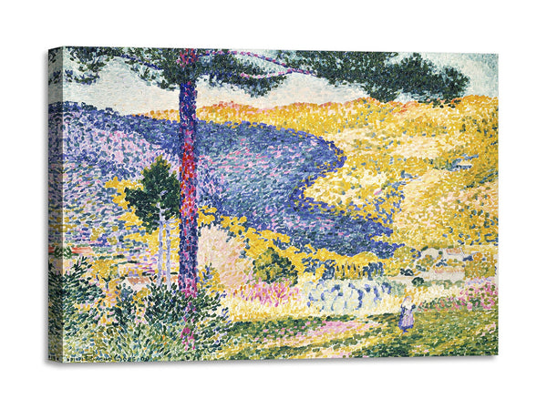 Quadro Stampa su Tela con Telaio in Legno Henri-Edmond Cross - Valley with Fir