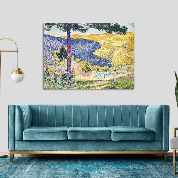 Quadro Stampa su Tela con Telaio in Legno Henri-Edmond Cross - Valley with Fir