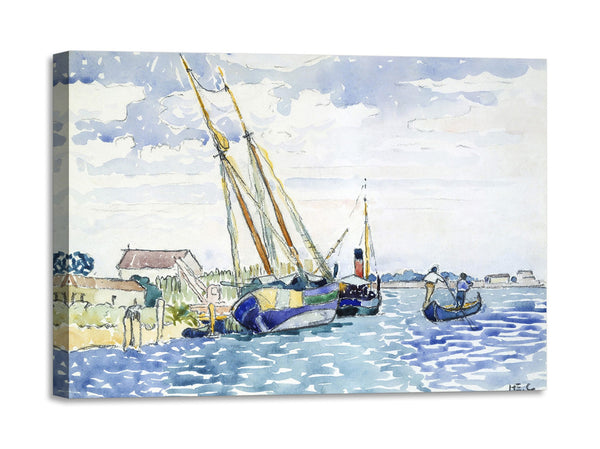 Quadro Stampa su Tela con Telaio in Legno Henri-Edmond Cross - Marine Scene