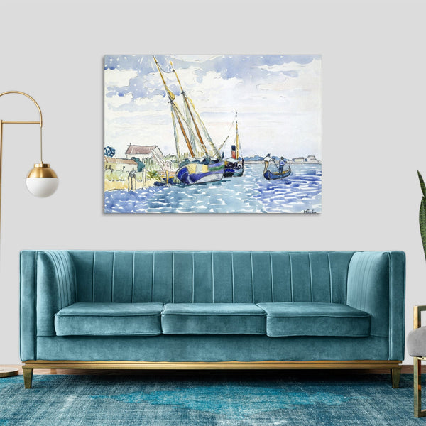 Quadro Stampa su Tela con Telaio in Legno Henri-Edmond Cross - Marine Scene