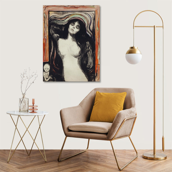 Quadro Stampa su Tela con Telaio in Legno Edvard Munch - Madonna