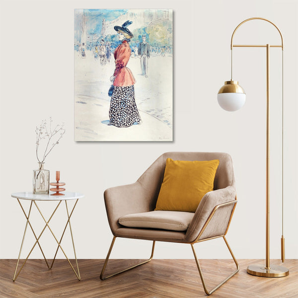 Quadro Stampa su Tela con Telaio in Legno Henry Somm - Elegant on a boulevard