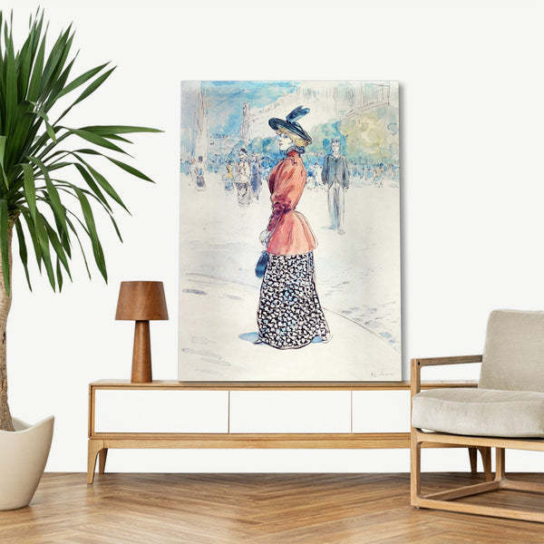 Quadro Stampa su Tela con Telaio in Legno Henry Somm - Elegant on a boulevard