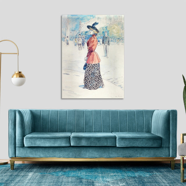 Quadro Stampa su Tela con Telaio in Legno Henry Somm - Elegant on a boulevard