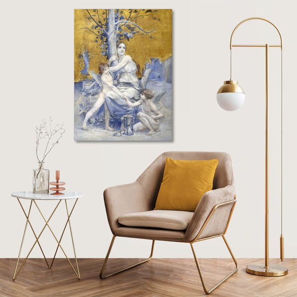 Quadro Stampa su Tela con Telaio in Legno Luc Olivier Merson - Allegory of Time