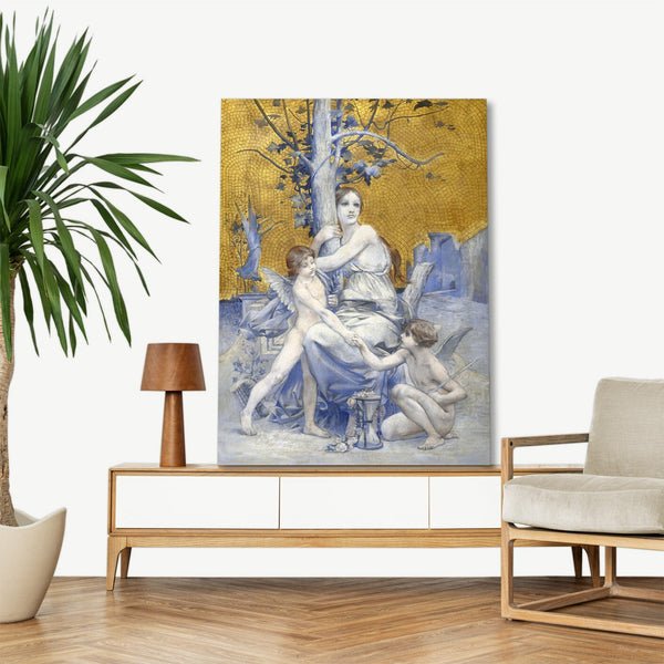 Quadro Stampa su Tela con Telaio in Legno Luc Olivier Merson - Allegory of Time