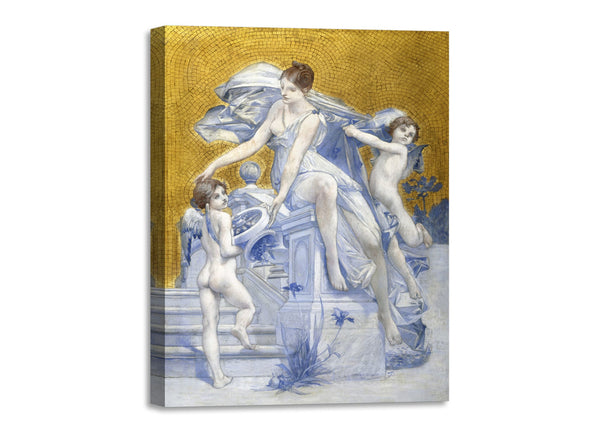 Quadro Stampa su Tela con Telaio in Legno Luc Olivier Merson - Allegory of Fortune