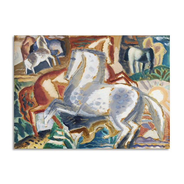 Quadro Stampa su Tela con Telaio in Legno Leo Gestel - Horses in landscape