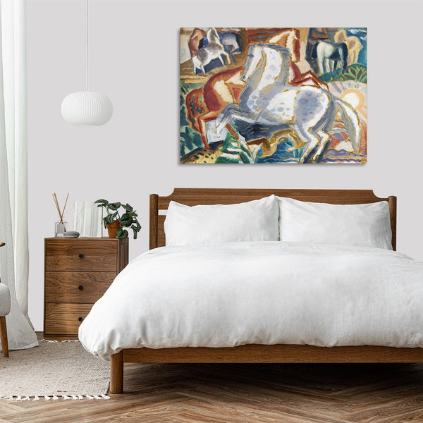 Quadro Stampa su Tela con Telaio in Legno Leo Gestel - Horses in landscape