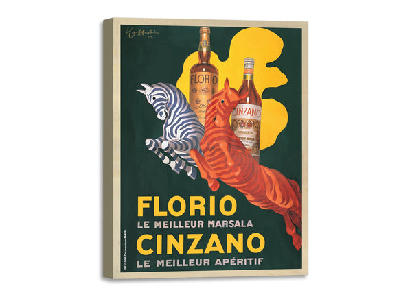 Quadro Stampa su Tela con Telaio in Legno  Leonetto Cappiello - Florio e Cinzano