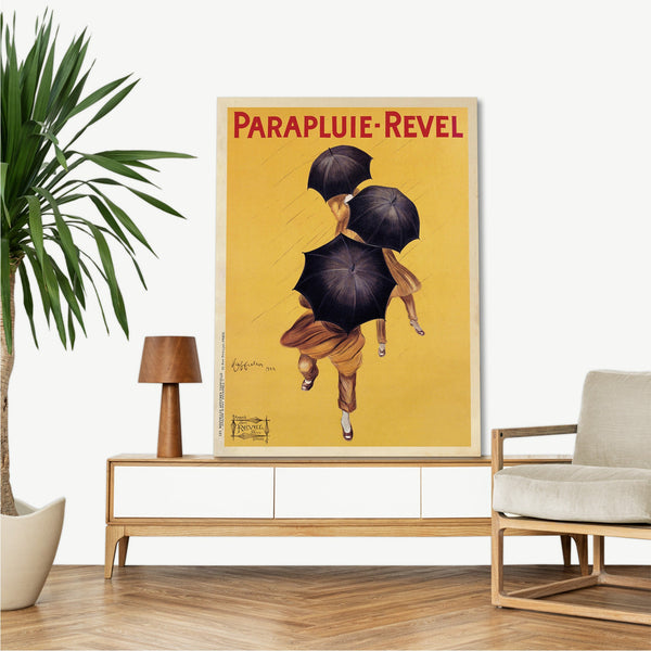Quadro Stampa su Tela con Telaio in Legno  Leonetto Cappiello - Parapluie-Reve