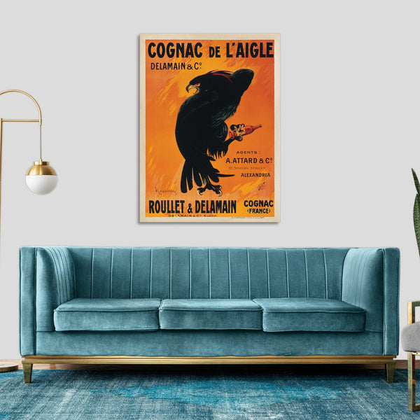 Quadro Stampa su Tela con Telaio in Legno Leonetto Cappiello - Cognac de l’Aigle