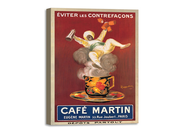 Quadro Stampa su Tela con Telaio in Legno Leonetto Cappiello - Cafe Martin