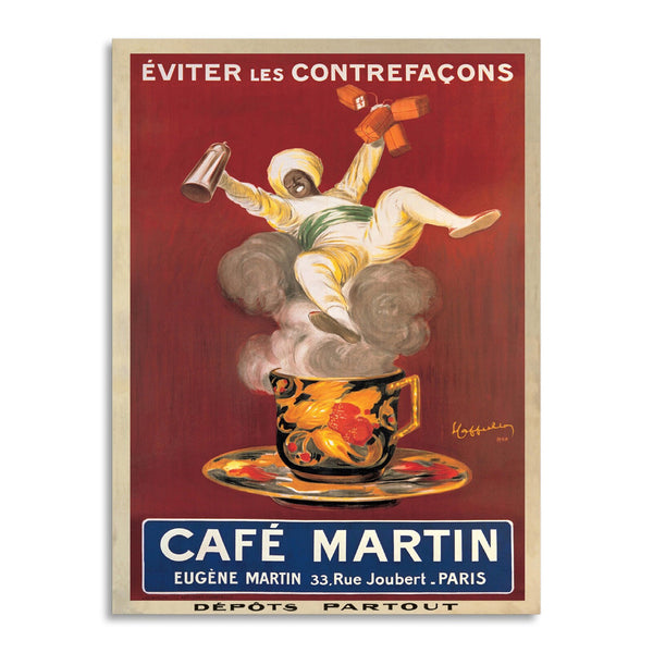 Quadro Stampa su Tela con Telaio in Legno Leonetto Cappiello - Cafe Martin