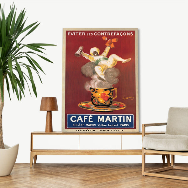 Quadro Stampa su Tela con Telaio in Legno Leonetto Cappiello - Cafe Martin