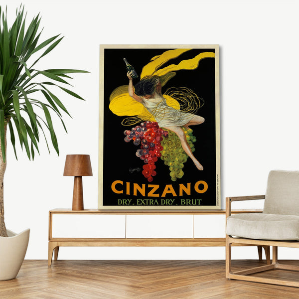 Quadro Stampa su Tela con Telaio in Legno Leonetto Cappiello - Cinzano