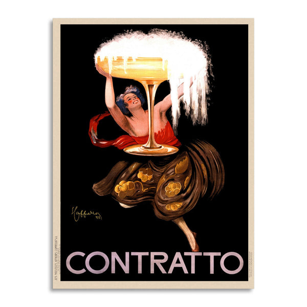 Quadro Stampa su Tela con Telaio in Legno Leonetto Cappiello - Contratto