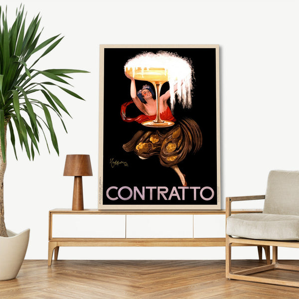 Quadro Stampa su Tela con Telaio in Legno Leonetto Cappiello - Contratto