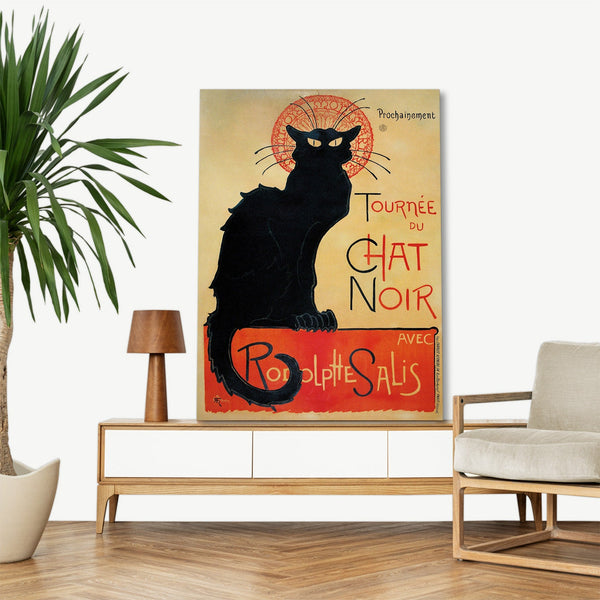 Quadro Stampa su Tela con Telaio in Legno Théophile Alexandre Steinlen - Tournée du Chat Noir
