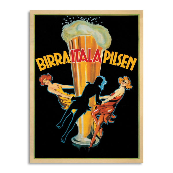 Quadro Stampa su Tela con Telaio in Legno Birra Itala Pilsen