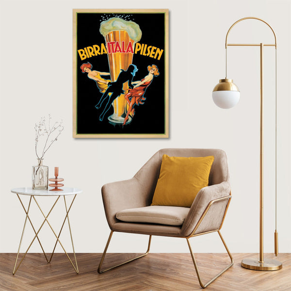 Quadro Stampa su Tela con Telaio in Legno Birra Itala Pilsen