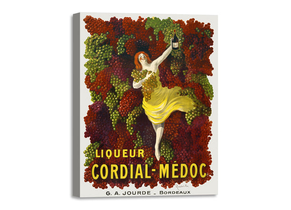 Quadro Stampa su Tela con Telaio in Legno Leonetto Cappiello - Liquer Cordial-Médoc