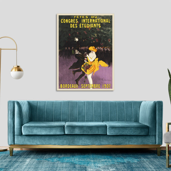 Quadro Stampa su Tela con Telaio in Legno Leonetto Cappiello - Bordeaux