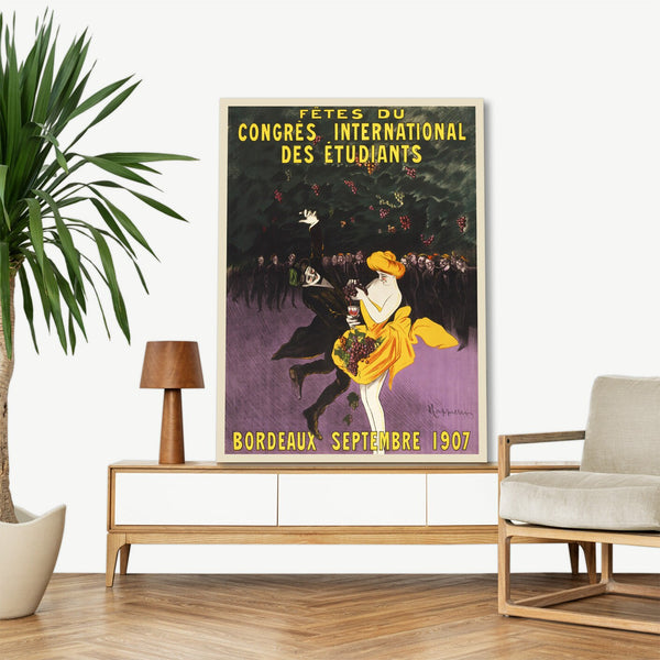 Quadro Stampa su Tela con Telaio in Legno Leonetto Cappiello - Bordeaux