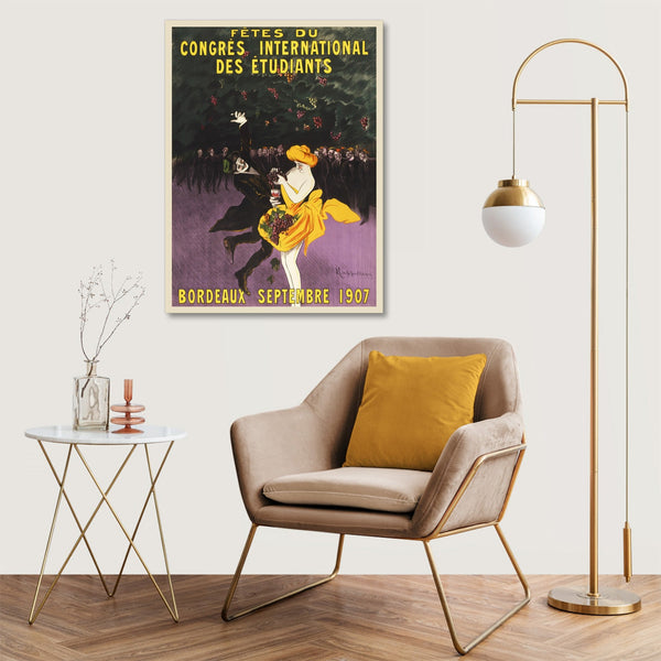 Quadro Stampa su Tela con Telaio in Legno Leonetto Cappiello - Bordeaux