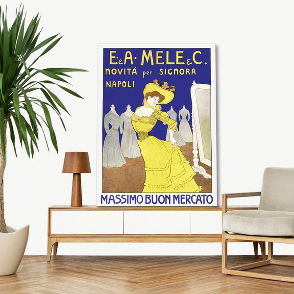 Quadro Stampa su Tela con Telaio in Legno Leonetto Cappiello - novità per signora Napoli