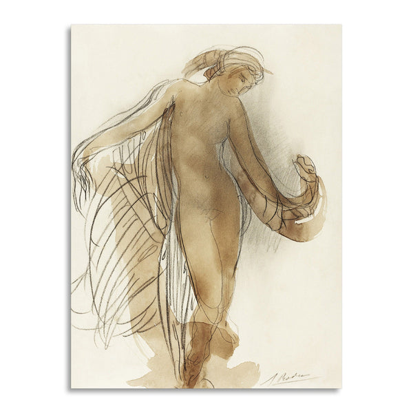 Quadro Stampa su Tela con Telaio in Legno Auguste Rodin - Naked woman