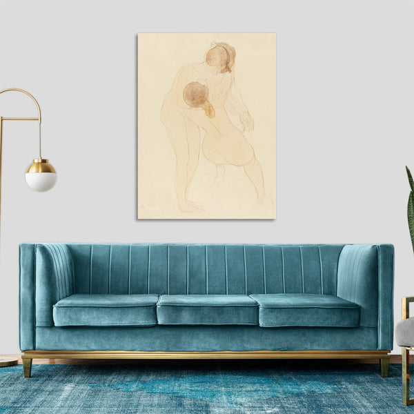 Quadro Stampa su Tela con Telaio in Legno Auguste Rodin - Naked woman