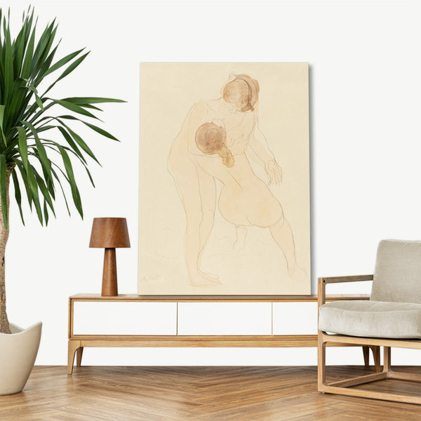 Quadro Stampa su Tela con Telaio in Legno Auguste Rodin - Naked woman