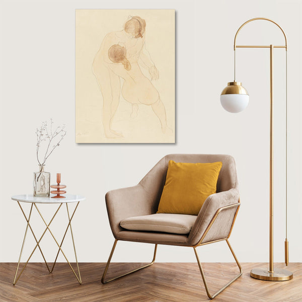 Quadro Stampa su Tela con Telaio in Legno Auguste Rodin - Naked woman